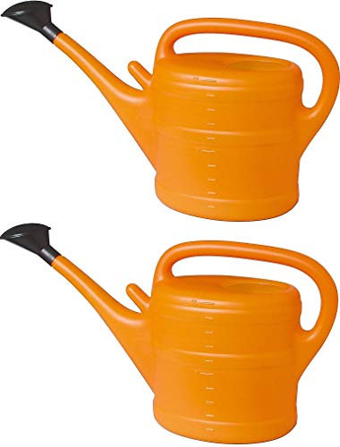 2X Gießkanne 10L ORANGE + 1x BILDMAGNET! Blumenkanne Kunststoff für groß & klein, Garten & Zimmerpflanzen Gießkannen Gieskanne Gieskannen Giesskanne 10 L Liter Watering Can Gieskannen10Liter
