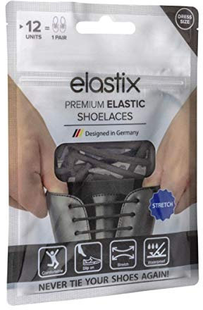 Elastix Dress - Cordones de silicona elásticos redondos para zapatos de negocios y zapatos de traje, gomas sin atar, cordones de goma para adultos, marrón oscuro, Talla única