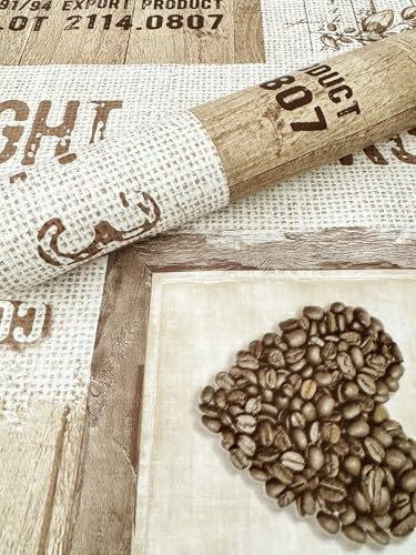 Mambo Design PVC Tischdecke Arabica beige braun Wachstuch · Breite & Länge wählbar · abwaschbare Tischdecke · Brazil Kaffee Coffee, Größe:140 x 120 cm