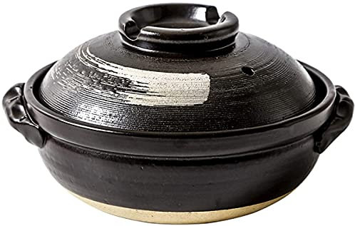 YRHH Casserole Donabe Hot Pot, Casserole En Céramique Résistante À La Chaleur Avec Couvercle, Ragoût Lent, Casserole Ronde, Pot À Soupe Avec Pot De Soupe-0.9L