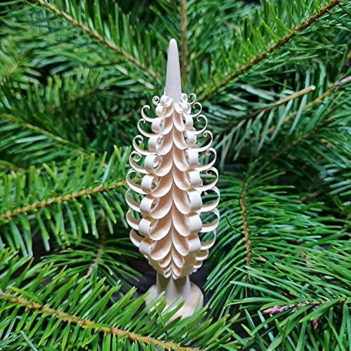 Büttners Holzkunst Spanbaum - Höhe 10cm Holzbaum Erzgebirge Weihnachten Dekoration Fensterdeko Holzschmuck Holz Handarbeit Baum