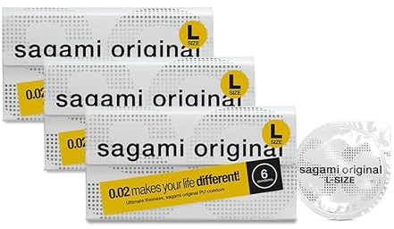 Sagami Original 0,02 L-Größe, superdünn, superstark, latexfreie PU-Kondome (18 Stück)