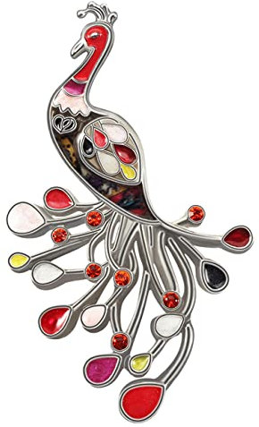 DOWAY Broche en émail motif paon en forme de paon pour femme, Émail, Grès