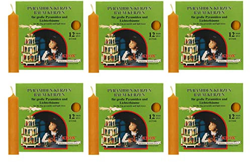 OLShop AG Knox Pyramidenkerzen Natur, 6er Pack (6 x 12 Stück), Größe: ca. 17 x 100 mm Weihnachtskerzen