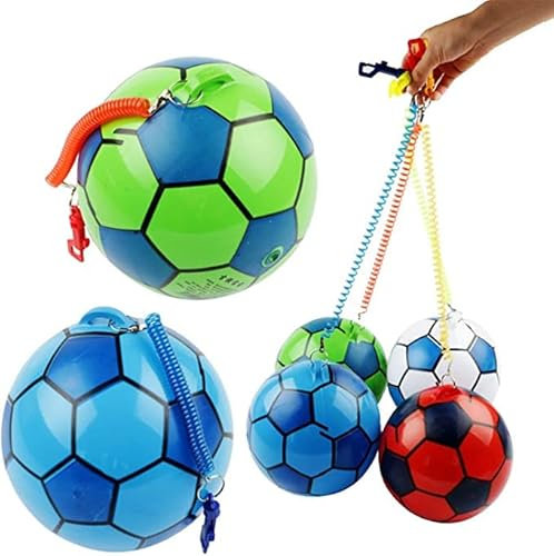 SDMAX Inflatable Football With String: Interactive Juggling Ball For Kids With Spring Toy, Spring-Loaded Design, Practice & Play, Easy Inflation, (Pack Of 1)