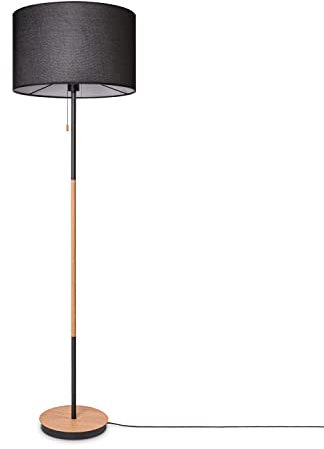 Paco Home Stehlampe Wohnzimmer Stoffschirmlampe Standleuchte Textil Schirm E27 Leselampe Skandi Büro Mit Stecker Uni Holzoptik