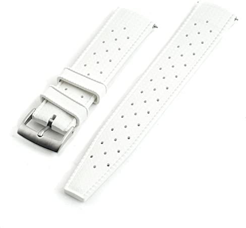 StrapHabit FKM Gummi-Uhrenarmband mit Schnellentriegelung, tropischer Stil, 18 mm, 19 mm, 20 mm, 21 mm, 22 mm, Weiß, 19 mm