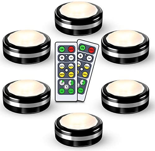 Starxing Puck Lights with Remote, Wireless Led Under Cupboard Light, Battery Operated Puck Lights with Remote Control, Under Cabinet Lighting, Stair Closet Light