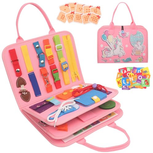 Withosent Busy Board für Kleinkinder 4-Schichten, Activity Board Tragbar Montessori Spielzeug, Baby Sensory Board ab 3 4 Jahre Mädchen Junge, Grundkenntnisse Erlernen Motorikspielzeug