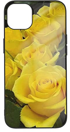 Yellow Roses Printed Phone Case for iPhone 14 Case 6.1 Inch Tempered Glass Shockproof Protective Phone Case