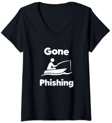 Damen Cyber-Sicherheit-Hacker-Shirt Gone Phishing Social Engineering T-Shirt mit V-Ausschnitt
