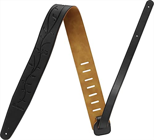 Ibanez GSTL60-BK Guitar Strap – Synthetic Leather with Tree of Life Inlay, Adjustable Length 1,020–1,350mm, 60mm Width, Black