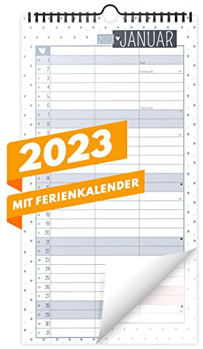 Planer für Zwei (Wandkalender 2023 mit 3 Spalten 21x40cm) - Partnerkalender für Paar - Paarkalender mit drei Spalten - Kalender zum Aufhängen für zwei Personen (ganzes Jahr 2023) - Herz