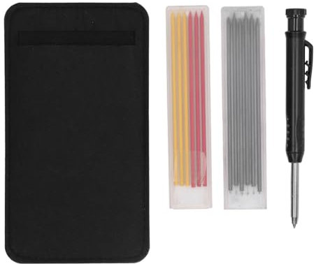 Mechanisches Zimmermannsbleistift-Set, Tiefloch-Holzbearbeitungsstift mit Integriertem Anspitzer, Radierbarer Zimmermannsbleistift mit Clip und Bleistift-Organizer für Bauholzbearbeitung, Architekten