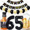 Conruich Decoración de Cumpleaños de 65 años Hombre Mujer, Globo de Foil Whisky Cerveza Vaso Globo de Vino Botella de Cerveza Deco, Gigante Número 65, Fiesta de Cumpleaños Kit para 65 años Mujer