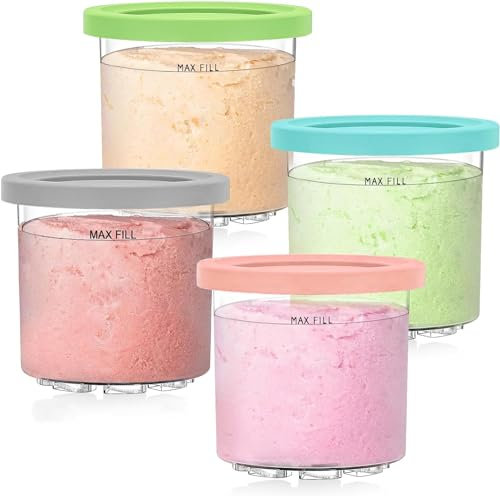 Dessert Creami Tubs for Ninja CREAMi Ice Cream Maker NC300UKCP NC300UK NC299AMZ NC300 NC301 Series, for Ninja Creamy Pots Containers Accessories, BPA-Free & Dishwasher Safe (Blue/Pink/Green/Gray)
