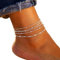 Cubahop 4pcs bohème plage chaîne de pied perles d'argent chaîne de pied d'été accessoires pour femmes et filles bijoux