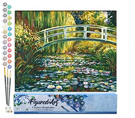 Figured'Art Peinture par Numéro Adulte Le Bassin aux nymphéas Monet - Activité Manuelle Kit de Loisir Créatif DIY Numéro d'Art Complet - 40x50cm sans châssis en bois