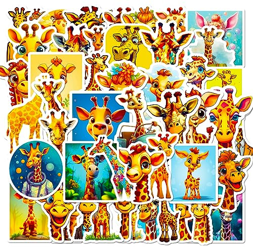 Mistree 50 Aufkleber Giraffe, 5 CM, Basteln Sticker Set Kinder