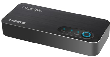 LogiLink HDMI-Splitter 1x2-Port, verteilt 1 HDMI Signal (1x Eingang/Quelle) auf 2 Endgeräte wie TV, Beamer... (2X Ausgang), in 4K/60 Hz, HDCP, HDR, CEC, Downscaler