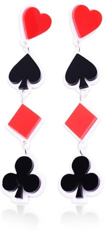 1 Paar Pik-Stern-Ohrringe, Casino-Party-Kostümschmuck, Damen-Spielkarten-Ohrringe, Herzkönigin-Accessoires, Geschenke für Frauen.