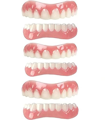 Silicone Dentures Cosmetic Veneer Instant Smiling Teeth Upper and Lower Matching Comfort Fit Dental Prostheses Set for Toothless Quickly Repair Your Teeth and Smile,01,3PCS
