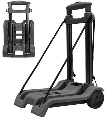 Mini faltbare Sackkarre, tragbare Sackkarre, leichter Reisewagen mit Spanngurt, 40 kg Tragfähigkeit, Gepäckwagen für Gepäck, Einkaufen, Garten, Büro A