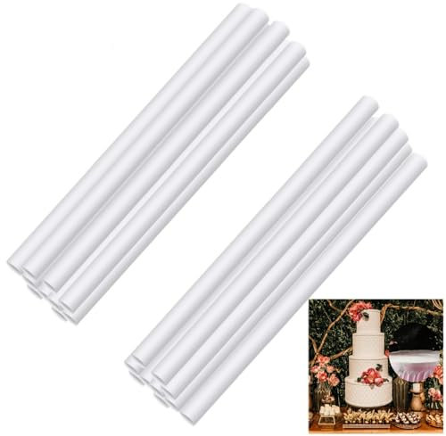 LiJuanWang Varillas para tartas,20 Piezas Soportes para Tartas de plástico,pasadores para tartas escalonadasde 24 cm,Varillas Redondas de Plástico,para Boda Cumpleaños,Reutilizables,Cortables