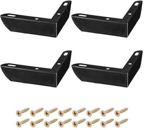 QUARKZMAN Mobile Gambe 4pz 109x33mm - Carbonio Acciaio Semplice Design Mobile Piedini L-Sagomato Supporto Gambe Sostituzione per Divano Comodino Mobile TV (Nero)