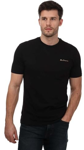 Ben Sherman Herren T-Shirt Script Logo in Schwarz, Schwarz , S