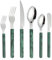 Royal Shang Youpin Retro Chinese Style PP Handle Kitchen Stainless Steel Silverware Tableware Flatware Cutlery Set Steak Knife Fork Spoon Teaspoon (Dark Green,6 pieces)