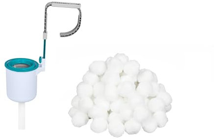 Bestway Flowclear | Poolskimmer Starter-Kit mit 500 g Filterbälle | Einhängeskimmer für Filtersysteme | Geeignet für Filteranlagen ab 2.006 l/h | zur automatischen Reinigung der Wasseroberfläche
