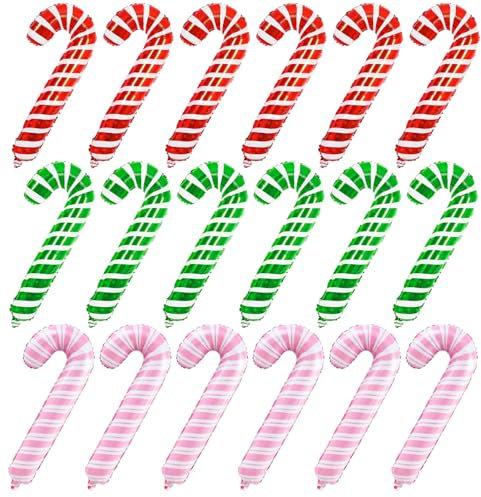 18 PCS Set Palloncini in Foil per Festa di Natale - Candy Cane, Babbo Natale, Bastone da Passeggio