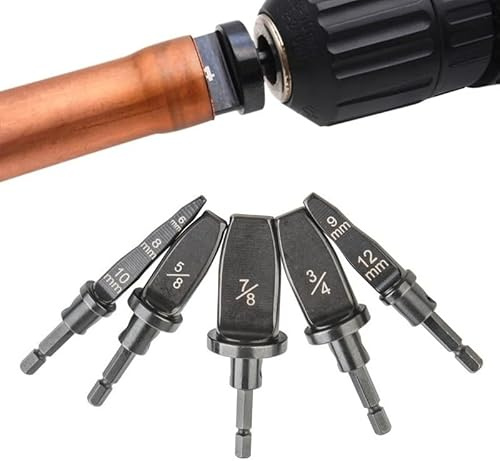 Uadme Swaging Tool Bohrer-Set, 5-teilig, multifunktionales Kupferrohr-Expander, HVAC-Reparatur-Set, manuelle Rohrstöße mit den Größen 6/8/9/10/12/16/19/22 mm Bits