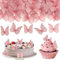 48 Stück Essbare Schmetterlinge für Torte, Tortendeko Essbare, Schmetterlinge Für Torte, Rosa Schmetterlinge Tortendeko Schmetterling Kuchen Deko Geburtstag Torte für Hochzeit Kuchen Deko(Rosa)