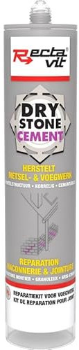 Drystone Cement – Reparatur von Mauerwerk und Fugen – Rectavit – Kartusche mit 290 ml Zementgrau