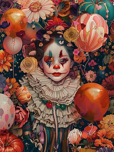 Zariocy 5D Diamond Painting Kits Clown, DIY Malerei mit Diamant Kunst Party Rund Voll Drill Crystal Diamond Stickerei Gemälde Kunsthandwerk für Home Office Wall Decor 30x40cm