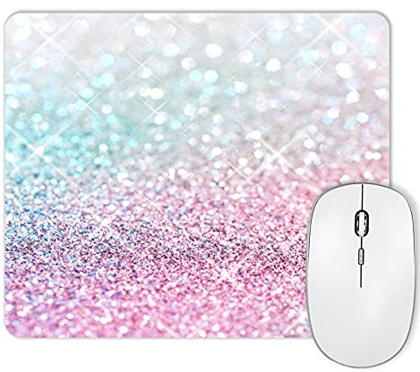JIMOWANG Pink Sparkle Glitter Gaming Mouse Pad Smooth Surface Mousepad Rubber Mouse Pads 9.5 x 7.9 Inch