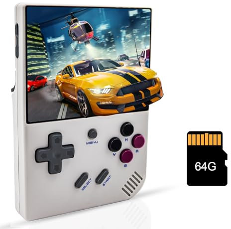 Retro Handheld Spielkonsole,Retro Gaming Konsole,Unterstützt HDMI,Ausgang WiFi Bluetooth,mit 5000+ Spielen,mit 64G TF-Karte,3.5 Zoll IPS Gaming Bildschirm,Grau