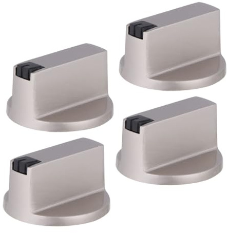 RORPOIR 4 Robuste Metall Ersatz Herdknöpfe für Gasherd mit 6mm Steckdurchmesser Kompatibel und Korrosionsbeständig für Küche in Silber