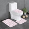 AELKSP Set de Tapis de Bain 3 Pièces,Shabby Chic, Roses Roses avec Parterre de Fleurs de Feuilles Grises,Ensemble Tapis Salle de Bain Extra Longs et Tapis Toilette WC Contour Absorbant