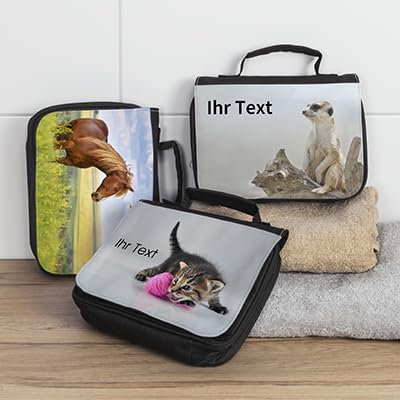 Erwin Müller Kulturbeutel mit Namen - personalisiert - viele Motive - Kulturtasche - persönliches Geschenk – Tiermotive