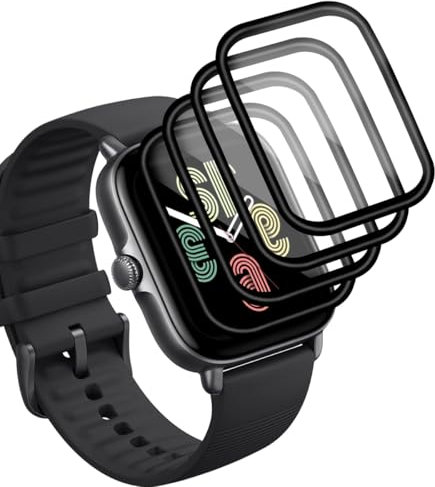 Yieehhow Protector Pantalla para Amazfit GTS 3 42mm Cristal Templado [4 Piezas], PMMA Protector Pantalla Compuesto, HD/Anti-Arañazos, 3D Curvado Película Protectora para Amazfit GTS 3 42mm