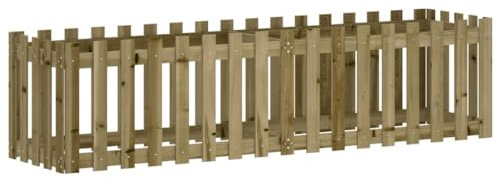 AUVYI Pflanzentopf aus Holz Blumentopf Pflanzgefäß Kesseldruckimprägniertes Kiefernholz Lattenzaun-Design Pflanzenkasten Dekokasten Langlebig und Verrottungsbeständig Gartenmöbel 200x50x50 cm