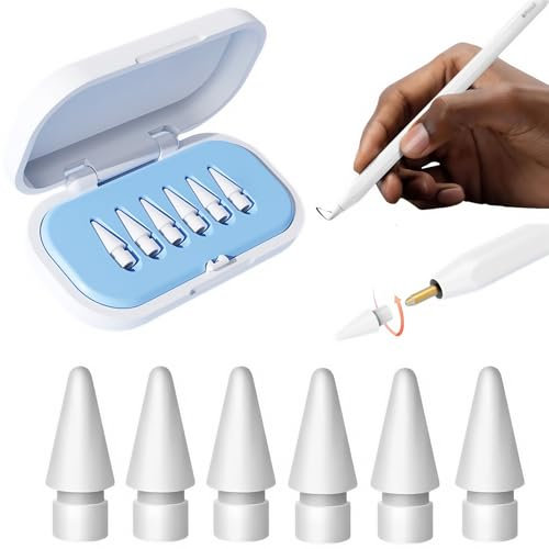 6 Stück Ersatzspitzen Für Apple Pencil Spitze Langlebig Apple Pencil 1./2./ Generation Spitze Mit Aufbewahrungsbox - Ersatzspitzen Für Apple Pencil Spitzen Glatt Ersatzspitzen Für Apple Pencil Tips