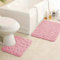 GIBZ Tapis de Bain Ensemble Lot de 3 Tapis de Salle de Bain Solides Tapis de Toilette Absorbants en Polaire Corail Doux Antidérapant Rose 40 * 60CM+U40*50CM