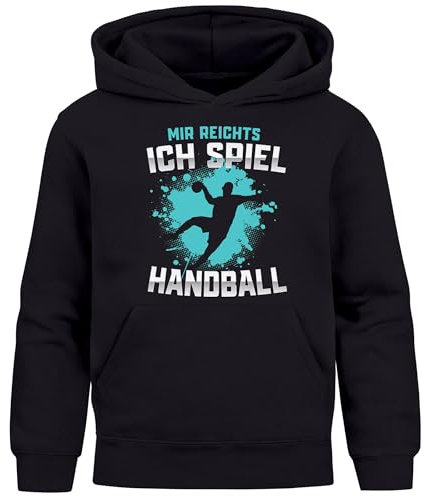 MoonWorks® Kinder Hoodie Jungen Handball Sport Hobby Spruch Mir reichts ich Spiel Handball Geschenk Handballspieler schwarz 164