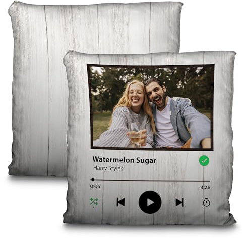 Cojín Spotify Personalizado. Regalo San Valentin Personalizado. Almohada Personalizada con Foto. Regalos Aniversario Pareja. Regalos Personalizados para Hombre. Regalo Romantico Pareja. Madera Blanca.