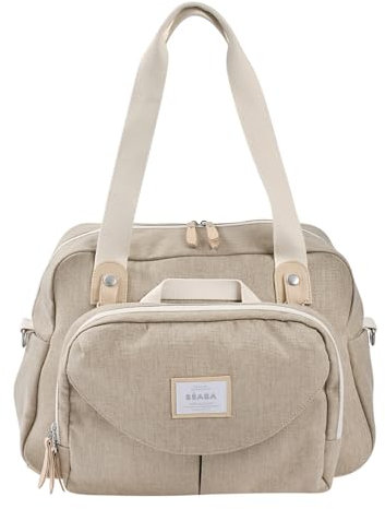 BÉABA, Wickeltasche Genève II, modular, große Kapazität, mehrere Fächer, abnehmbare Vordertasche, isolierte Mahlzeitentasche, Kinderwagenbefestigung, Tonerde