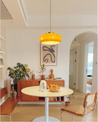 VTAMng 1-flammige Vintage Pendelleuchte für die Küche höhenverstellbar mit weißem Glas Kronleuchter E27 Hängelampe geeignet für Wohnzimmer Garderobe Esszimmer Flur Nachttisch Pendellampe(Orange,2PC)